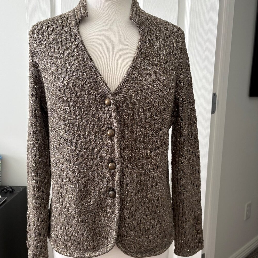 Chico's Size 1 Sweater Bronze with Gold Metallic